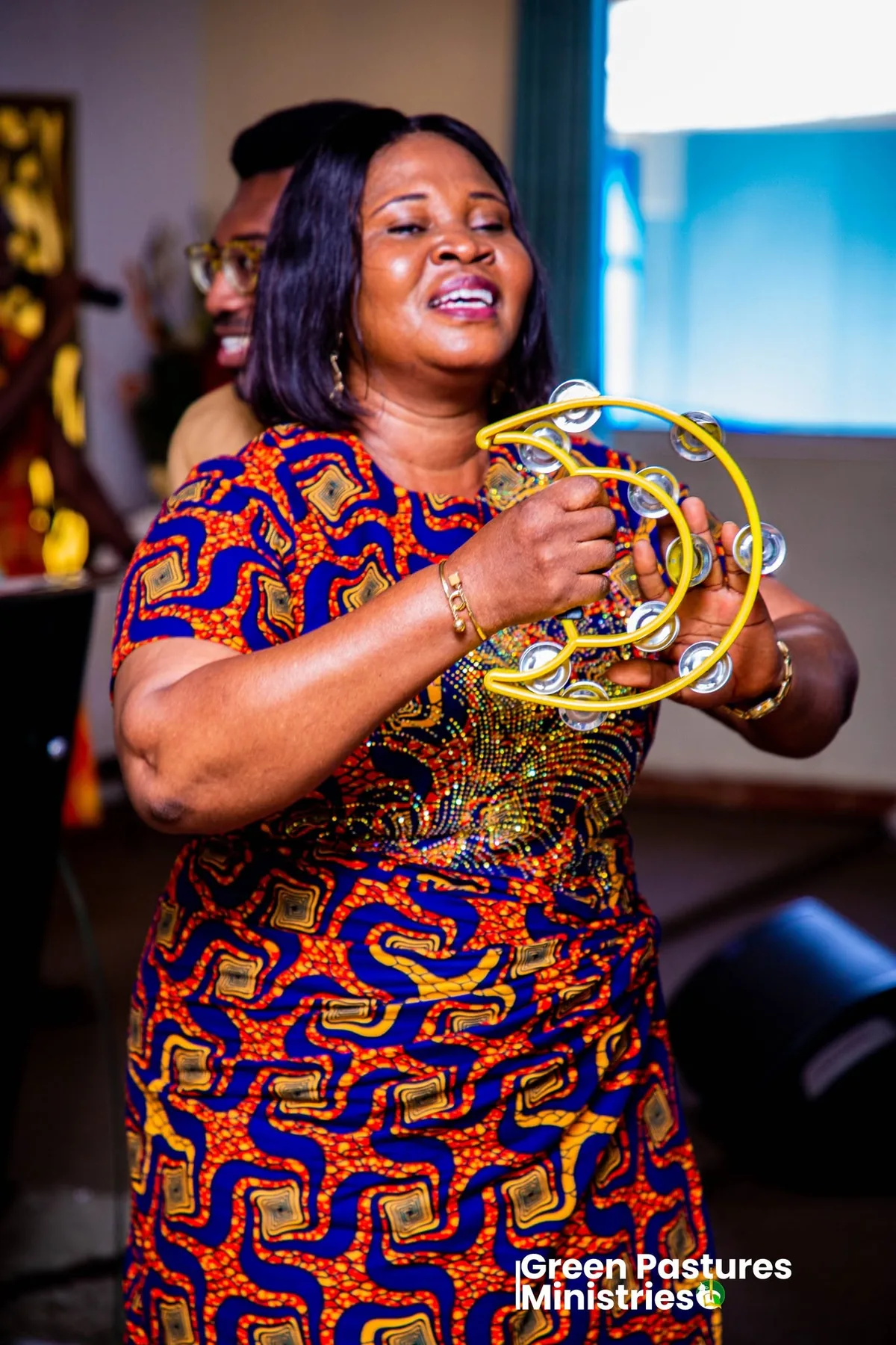 Church member praising God